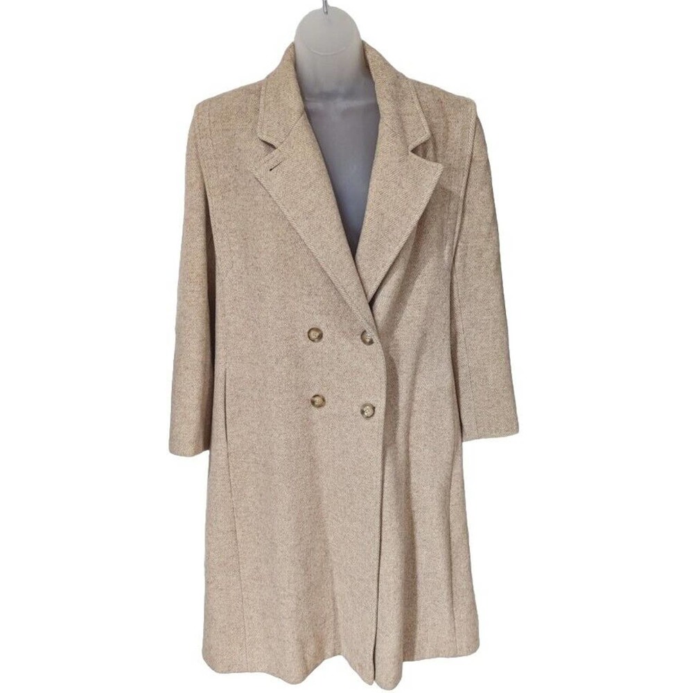 VTG Ms. Freddi Wool Herringbone Coat Long Size 10 Double Breasted 1980s